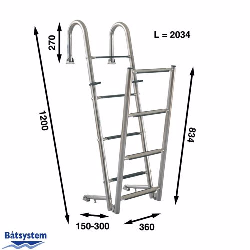 B&aring;tsystem rvs opklapbare ladder, 8 treden, 32mm BUT125 - 00302015 02 small - 00302015