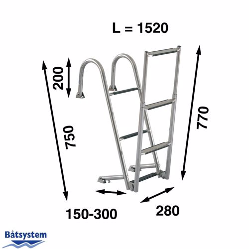 B&aring;tsystem rvs opklapbare ladder, 6 treden BUT75 - 00302016 02 small - 00302016