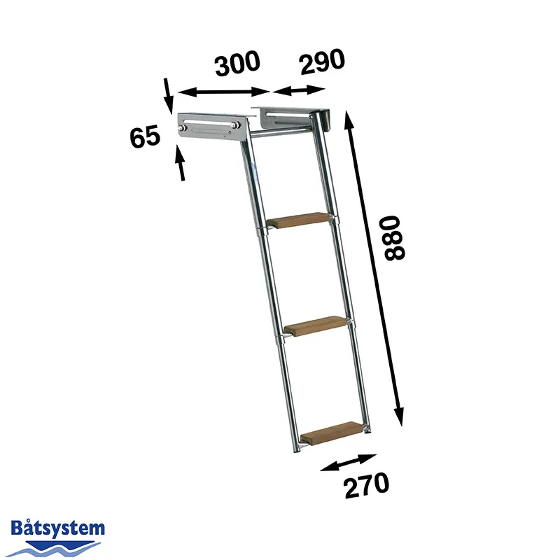 B&aring;tsystem telesc. ladder, 3 treden, teak - 00302208 2 - 00302208