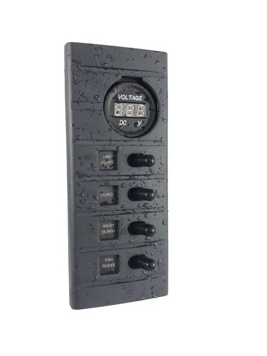 Connex Schakelpaneel, 4 schakelaars en voltmeter 12V - 00305024 01 small - 00305024