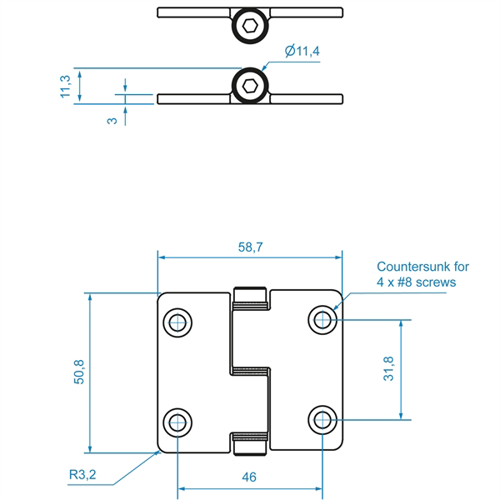 Roca frictiescharnier 449104 Pen onder,50x59mm - 00308919 02 small - 00308919