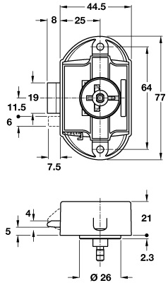 Slot, Bruin kunststof huis 77x44,5mm - 00309271 02 small - 00309271