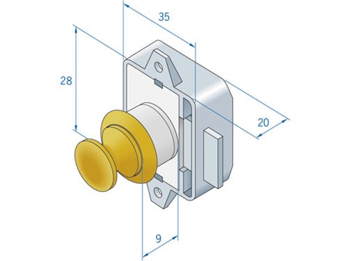 Slot, Chroom kunststof huis 28 x 35 mm - 00309281 02 small - 00309281