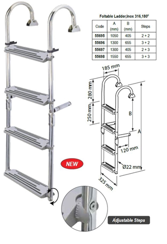 NR RVS Zwemtrap kantelbaar dekmontage 2 + 3 treden, 1300 mm - 00599351 01 small - 00599351