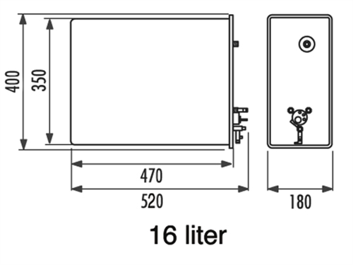Quick BX Boiler 16 liter 220V/800W RVS, Rechthoekig model - 00681500 02 small - 00681500