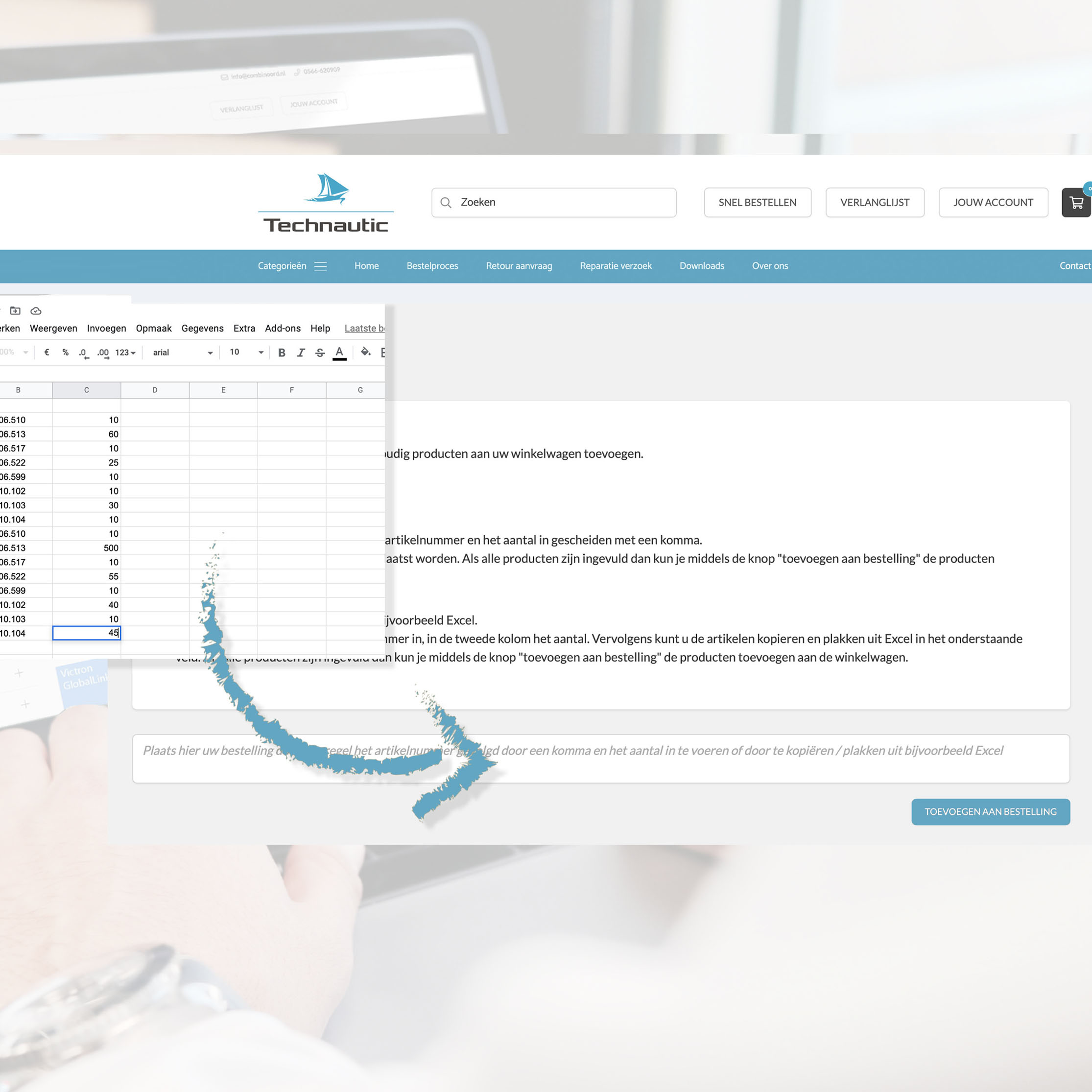 Werking Technautic webshop Snel bestel