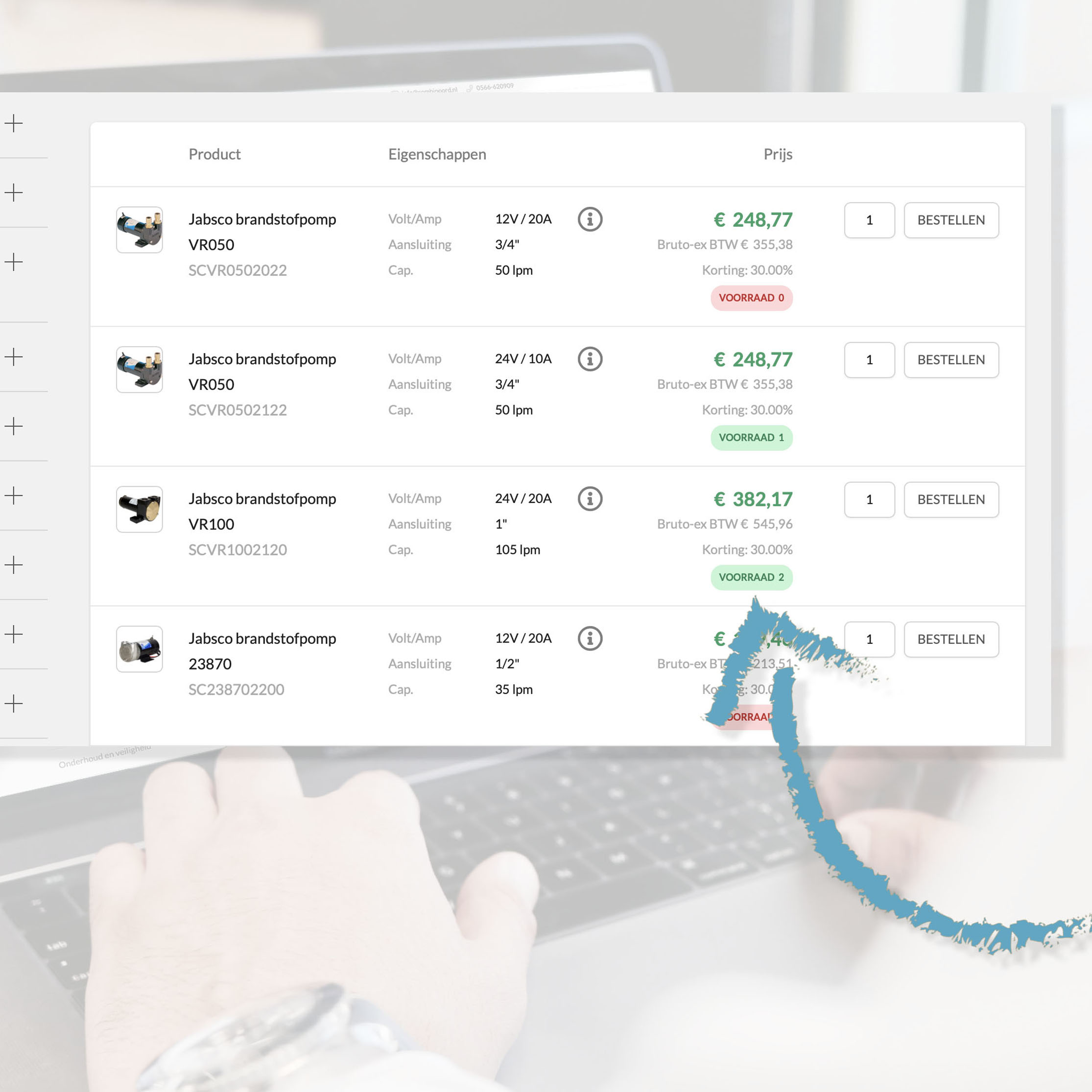 Werking Technautic webshop Voorraad